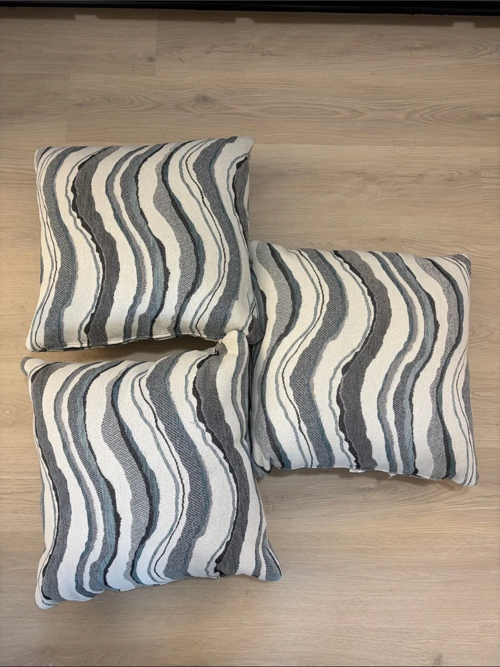 Gray Wave Accent Pillow on Slate Gray Sofa - Home Accents Set of 3